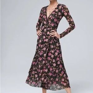 Poppies Black Pomegranate Tiered Mesh Wrap Dress